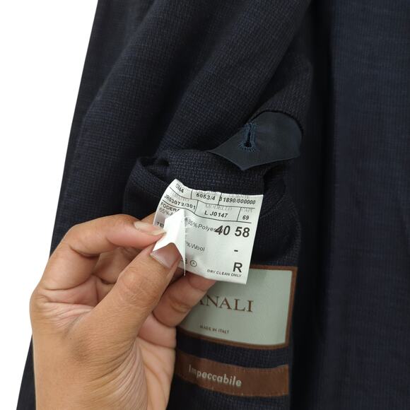 Canali Men US 48 Impeccabile Wool Blend Sports Blazer Blue Micro Check NEW FLAW - Picture 9 of 13